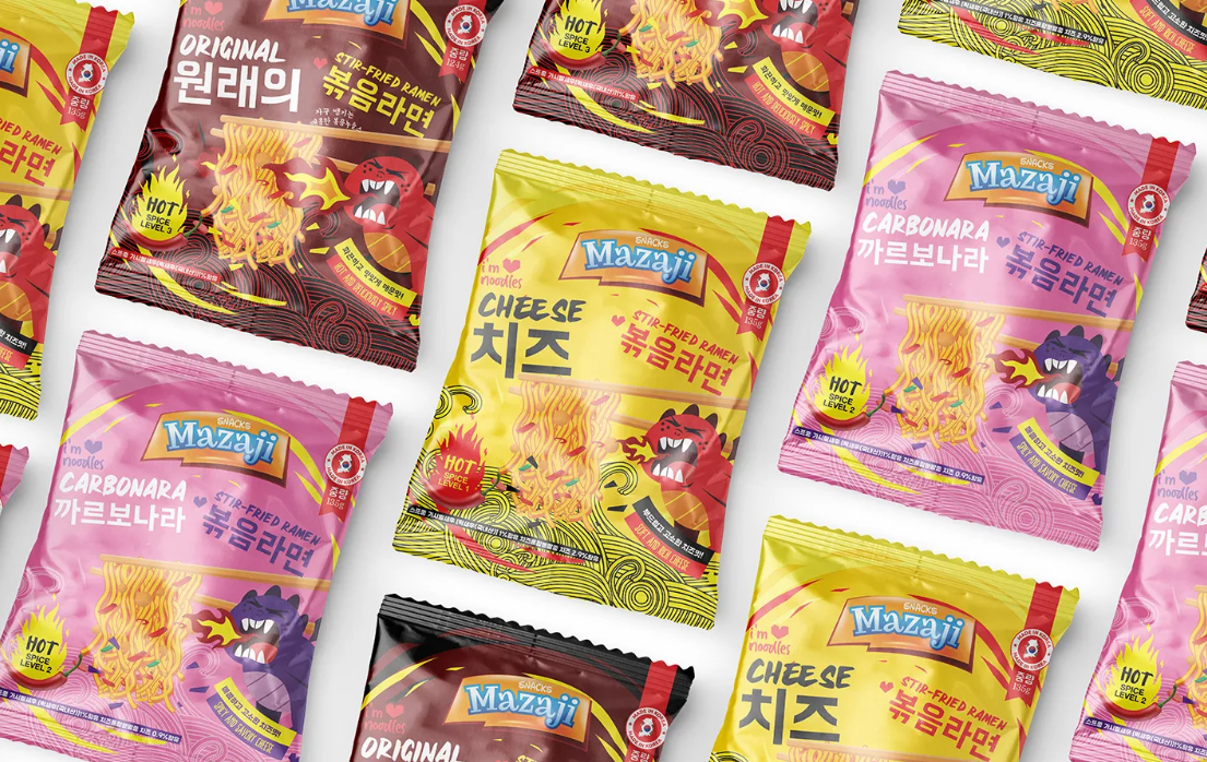 熱辣的馬扎吉方便面包裝設(shè)計Mazaji Noodles